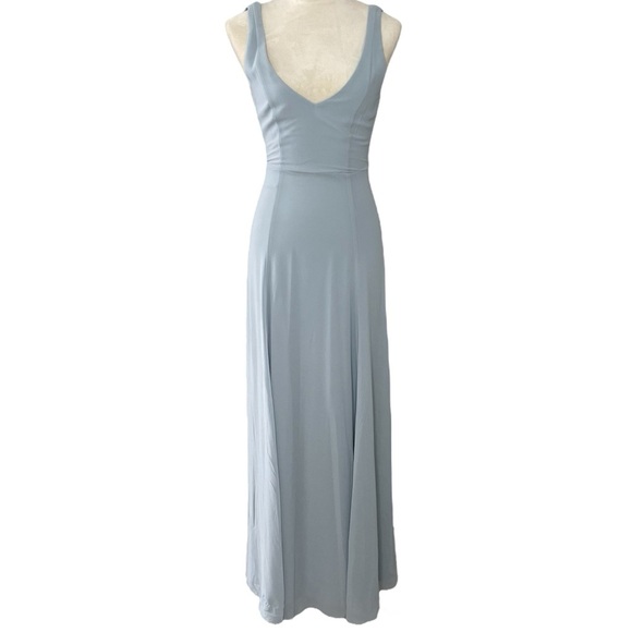 Show me your Mumu Jenn Maxi Dress Steel Blue Chiffon - Picture 1 of 8